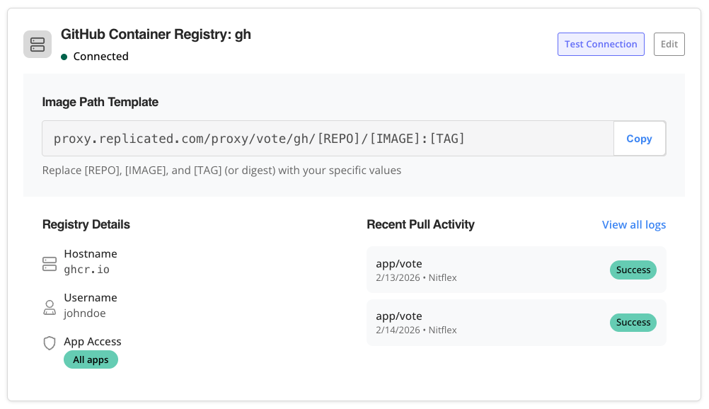 Recent pull activity log